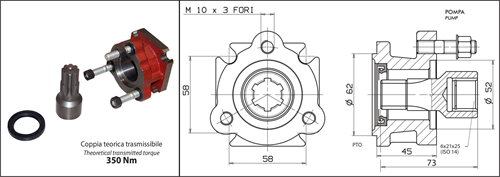 ADAPTOR PTO POWAUTO Z=8 - PUMP 3-HOLE UNI 21X25-2