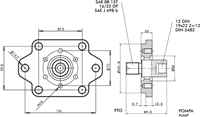 ADAPTER NEBENANTRIEB SAE BB Z=15 - 3 LOCH PUMPE DIN-2