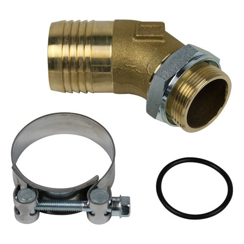ZUIGNIPPEL 45° 1 1/2" X 50 MM INCL SLANGKLEM 60-63 MM