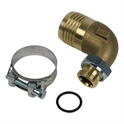 ZUIGNIPPEL 90° 1" X 45 MM INCL SLANGKLEM 56-59 MM