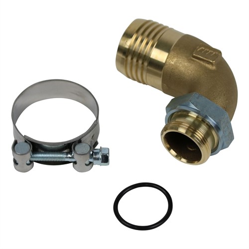 ZUIGNIPPEL 90° 1 1/4" X 40 MM INCL SLANGKLEM 48-51 MM