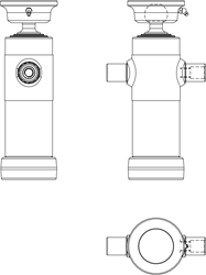 3-STAGE TELESCOPIC CYLINDER 5 TON STROKE 593 WITH BALL JOINT (GALVANIZED, SQUARE TOP PLATE WITH HOLES)