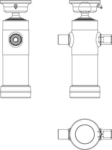 3-STAGE TELESCOPIC CYLINDER 5 TON STROKE 593 WITH BALL JOINT (GALVANIZED, SQUARE TOP PLATE WITH HOLES)
