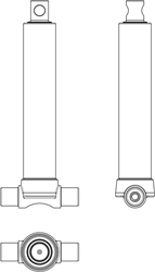 2-STAGE TELESCOPIC CYLINDER 3.5 TON STROKE 695 WITH PIN EYE (BOTTOM CONNECTION, GALVANIZED)