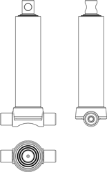 3-STAGE TELESCOPIC CYLINDER 5 TON STROKE 893 WITH PIN EYE (BOTTOM CONNECTION)