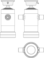 4-STAGE TELESCOPIC CYLINDER 7 TON STROKE 585 WITH BALL JOINT (GALVANIZED, SQUARE TOP PLATE WITH HOLES)