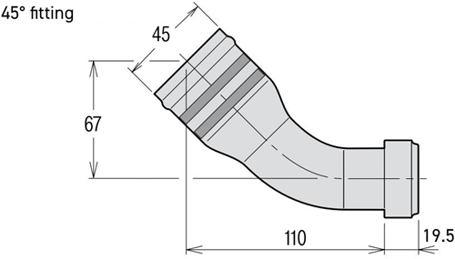 SUCTION FITTING 45° PARKER 45 MM (52-55)-3