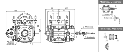 PTO ZF 6S-380/400 FLANGE DIN100 CCW 180NM 1:1,25-2