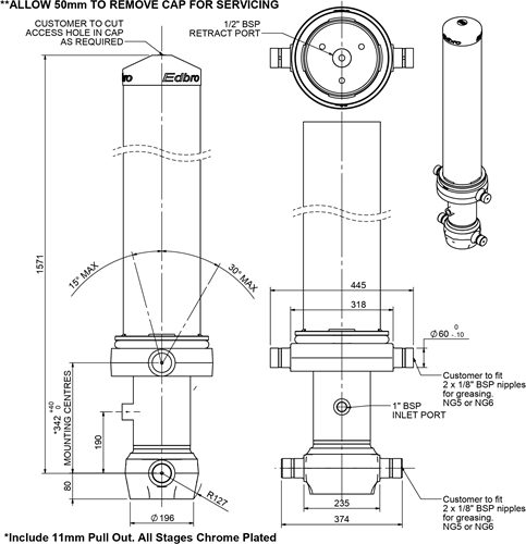 TELESCOOPCILINDER CB15 4 TRAPS 53 TON SLAG 5138-2