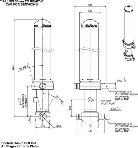 TELESCOOPCILINDER CS11 4 TRAPS 26 TON SLAG 4465 (VERCHROOMD)-2