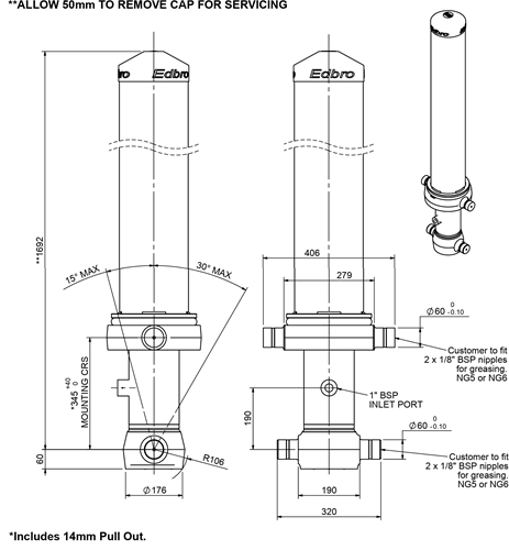 TELESCOOPCILINDER CS13 4 TRAPS 32 TON SLAG 5634-2