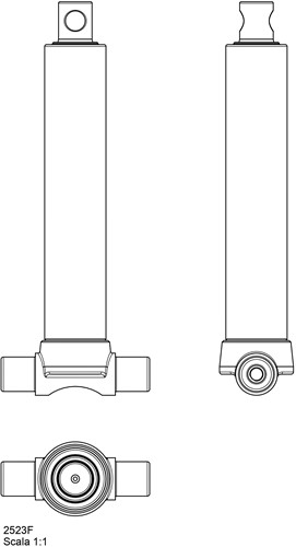 TELESCOOPCILINDER 2 TRAPS 3,5 TON SLAG 685 MET GAT (ONDER AANSLUITING, VERZINKT)