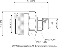 SCHRAUBKUPPLUNG FLACHDICHTEND STECKER FLV06 M22X1,5 14S-2