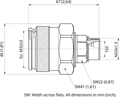 SCHRAUBKUPPLUNG FLACHDICHTEND STECKER FLV06 M24X1,5 16S-2