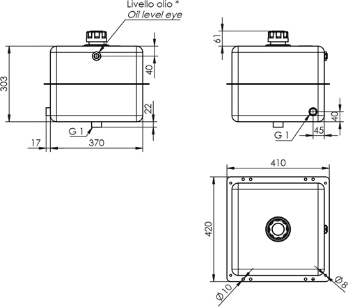 HYDRAULIEKTANK STAAL 40 LTR 300×420×410-2