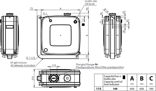 HYDRAULIKTANK ALUMINIUM 115 LTR 650*650*300-2