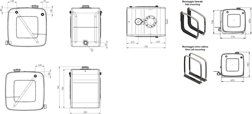 HYDRAULIC TANK ALUMINIUM 250 LTR 700×700×550 Ø175 MM FILTER + 2" SUCTION ADAPTOR-2