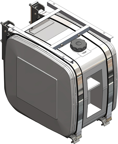 HYDRAULIEKTANK ALUMINIUM 180 LTR 625*680*500 MET OPSTAP + STEUNSET DAF CF/XF