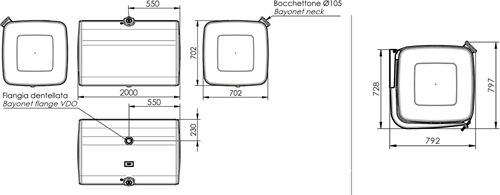 DIESELTANK ALUMINIUM 900 LTR 700×700×2000-2