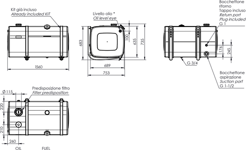 KOMBITANK ALUMINIUM 400+200 LTR 625×680×1560-2