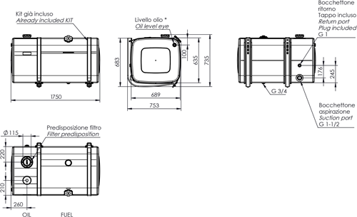 COMBITANK ALUMINIUM 485+200 LTR 625*680*1750-2