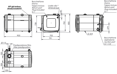 COMBITANK ALUMINIUM 200+200 LTR 700×700×900-2