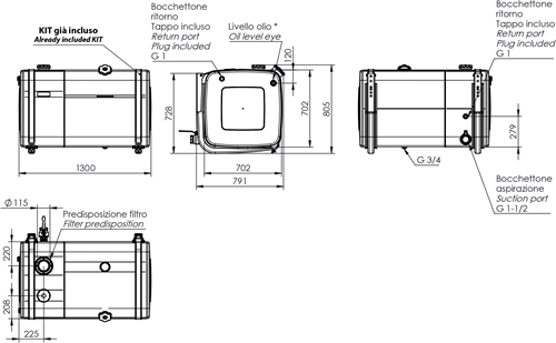 COMBITANK ALUMINIUM 400+200 LTR 700×700×1300-2