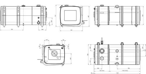 COMBITANK ALUMINIUM 390+200 LTR 625×680×1550-2