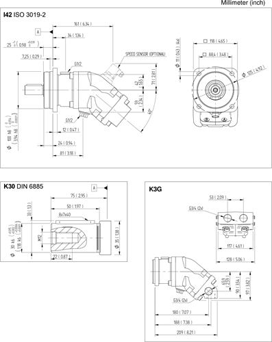 PISTON MOTOR SUNFAB SCM-017W-P-I42-K30-K3G-100 (FITTING EDGE 100MM SHAFT 30MM) 3/4 BSP COMBI-2