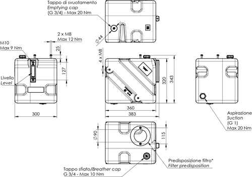HYDRAULIKTANK KUNSTSTOFF 30 LTR 320*360*300 MIT EINFÜLLDECKEL UND SCHAUGLAS-2