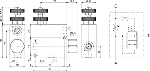 DREI-WEGE-STROMREGELVENTIL DRUCKKOMPENSIERT 3/8“ 50-30 L/M 210BAR-3